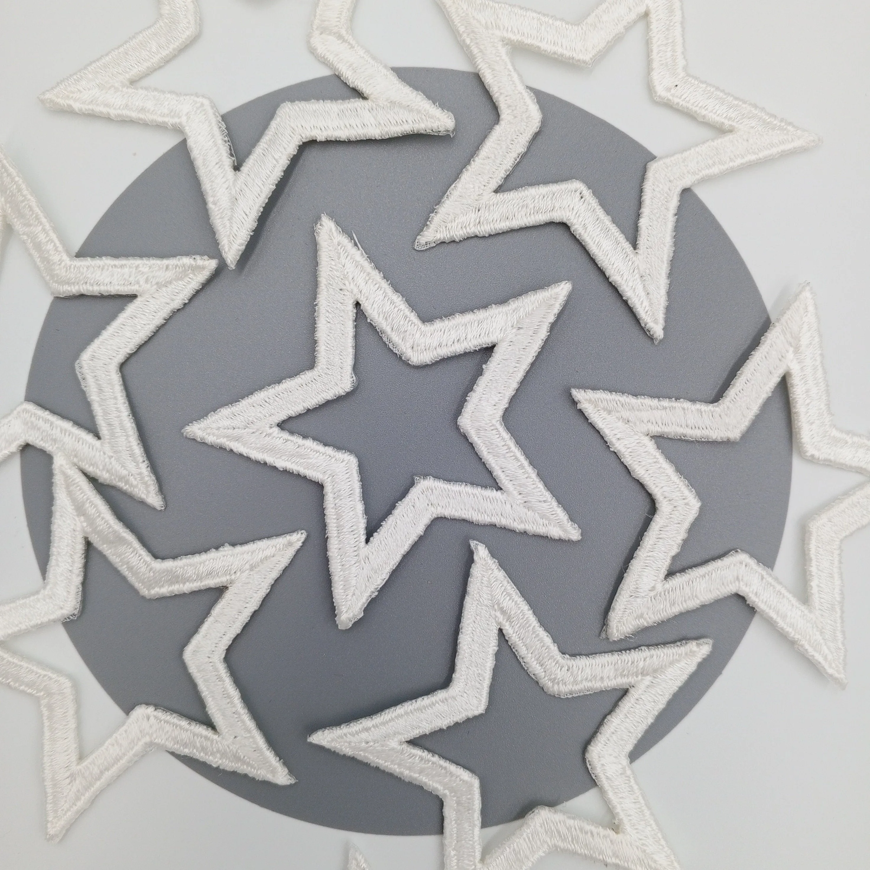 Pure White Star Iron on Patch Embroidery Stars Appliques for Jackets, Jeans, Celestial themed Costumes, Emblem Star Shaped Patch #606