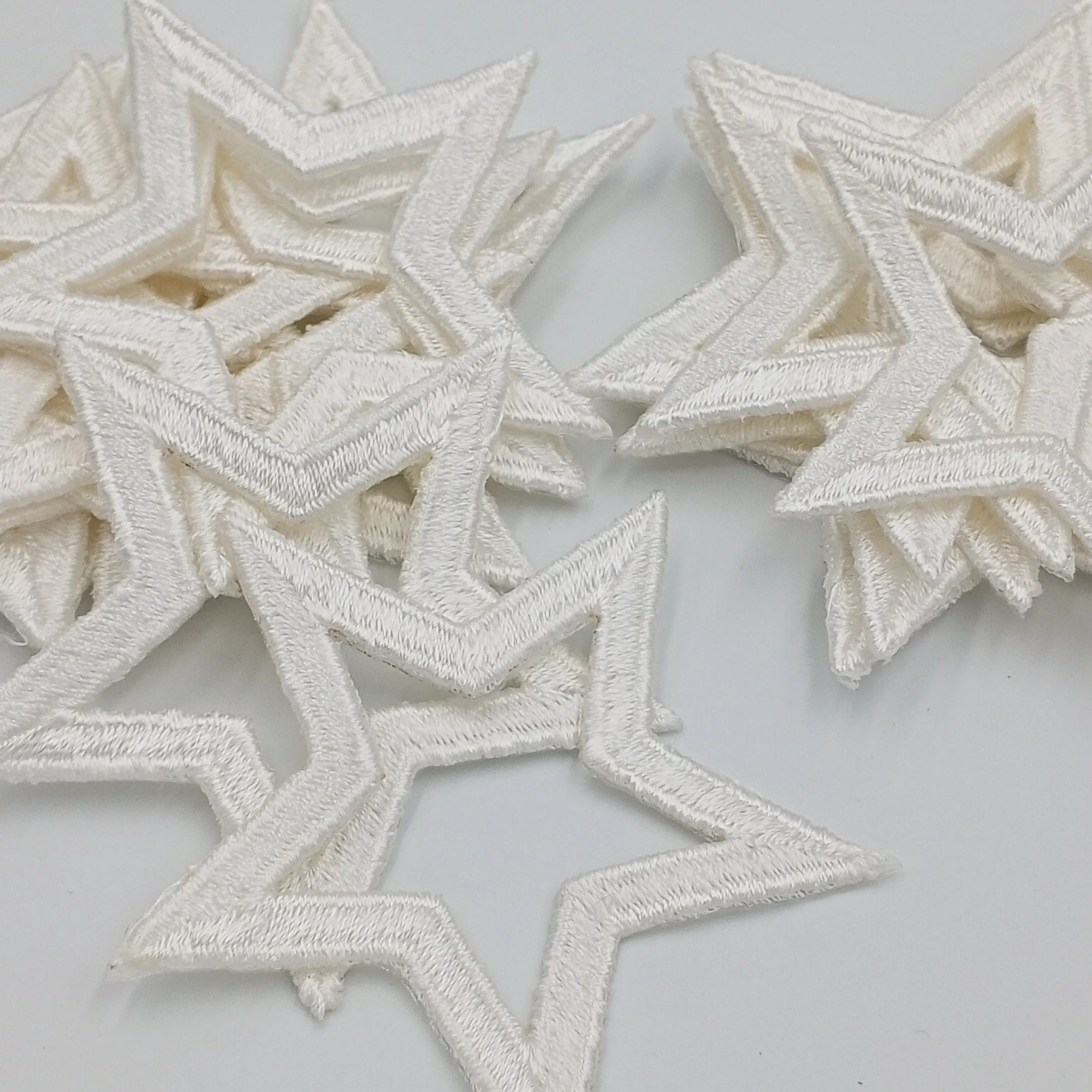 Pure White Star Iron on Patch Embroidery Stars Appliques for Jackets, Jeans, Celestial themed Costumes, Emblem Star Shaped Patch #606