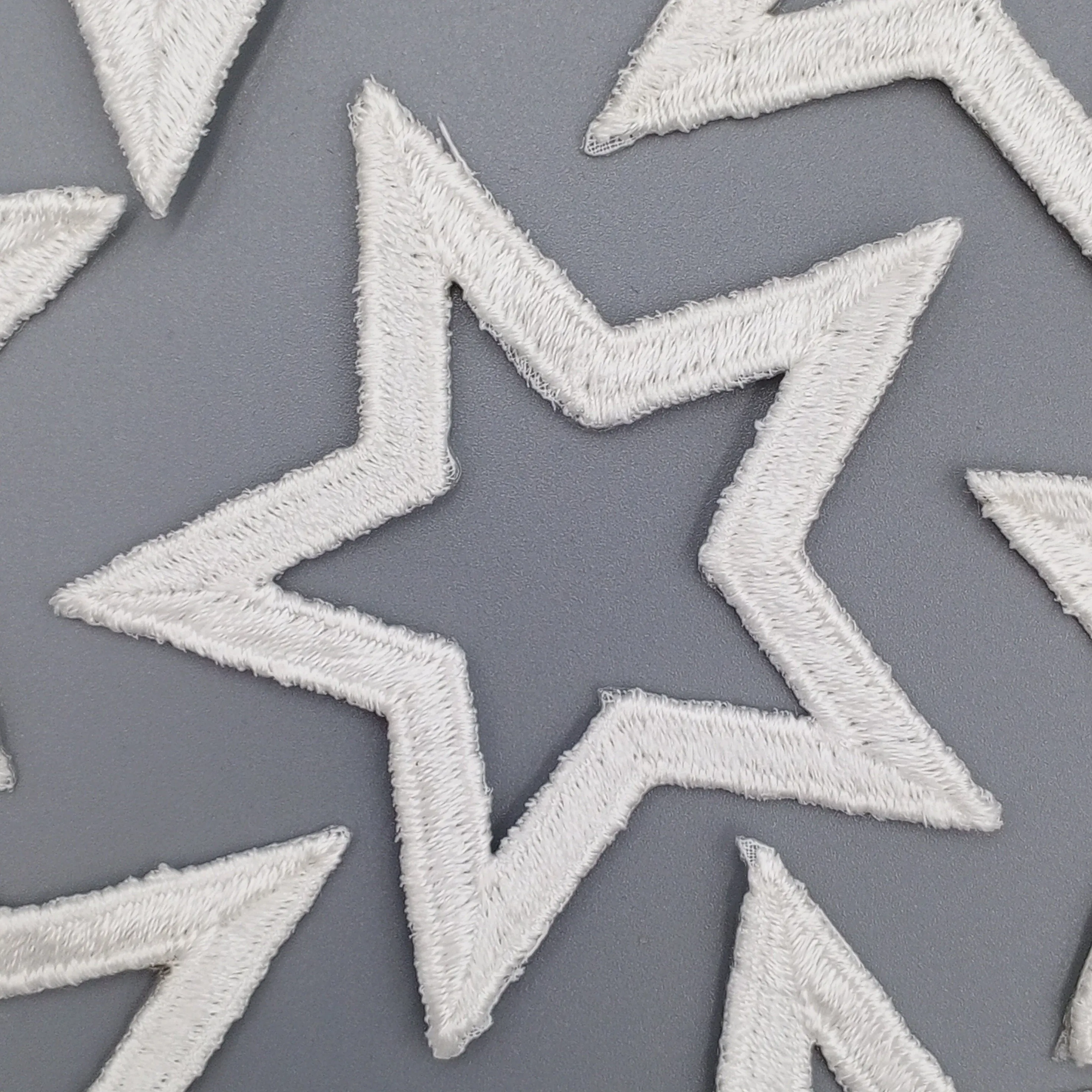 Pure White Star Iron on Patch Embroidery Stars Appliques for Jackets, Jeans, Celestial themed Costumes, Emblem Star Shaped Patch #606