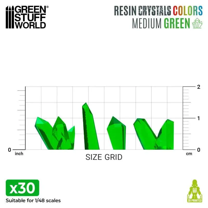 Resin Crystals - Medium GREEN x30