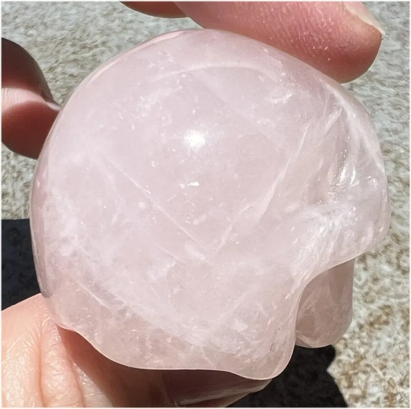 ROSE QUARTZ Crystal Skull with Gemmy Areas - Heart Chakra, Forgiveness
