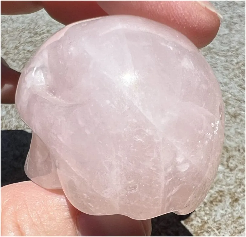 ROSE QUARTZ Crystal Skull with Gemmy Areas - Heart Chakra, Forgiveness
