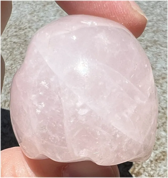ROSE QUARTZ Crystal Skull with Gemmy Areas - Heart Chakra, Forgiveness