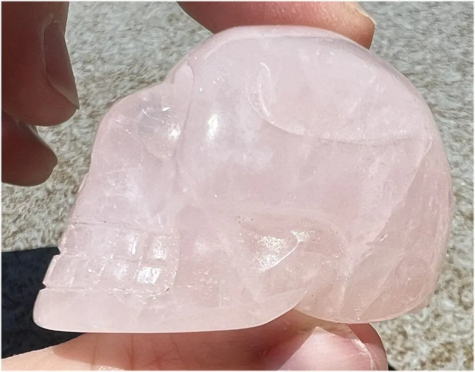 ROSE QUARTZ Crystal Skull with Gemmy Areas - Heart Chakra, Forgiveness