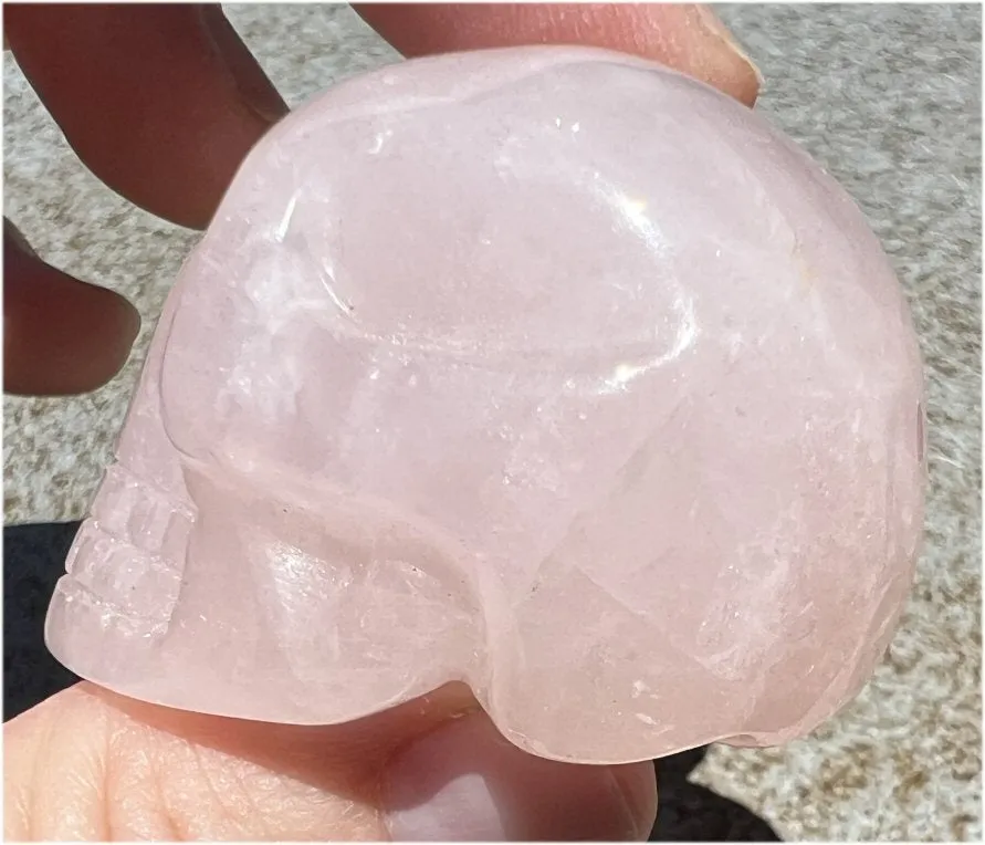 ROSE QUARTZ Crystal Skull with Gemmy Areas - Heart Chakra, Forgiveness