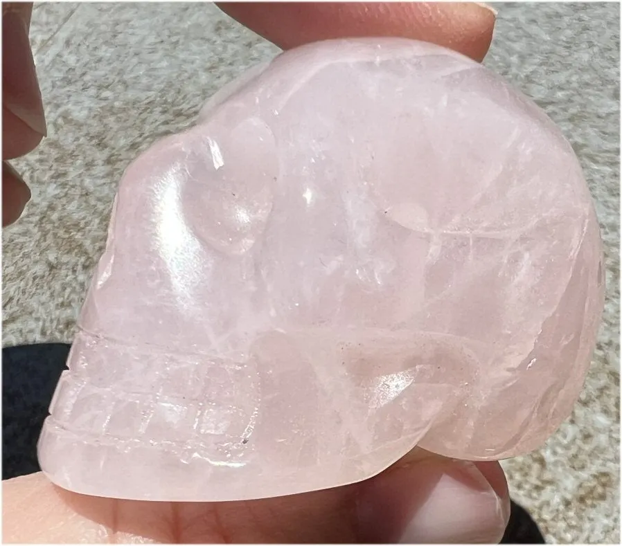 ROSE QUARTZ Crystal Skull with Gemmy Areas - Heart Chakra, Forgiveness