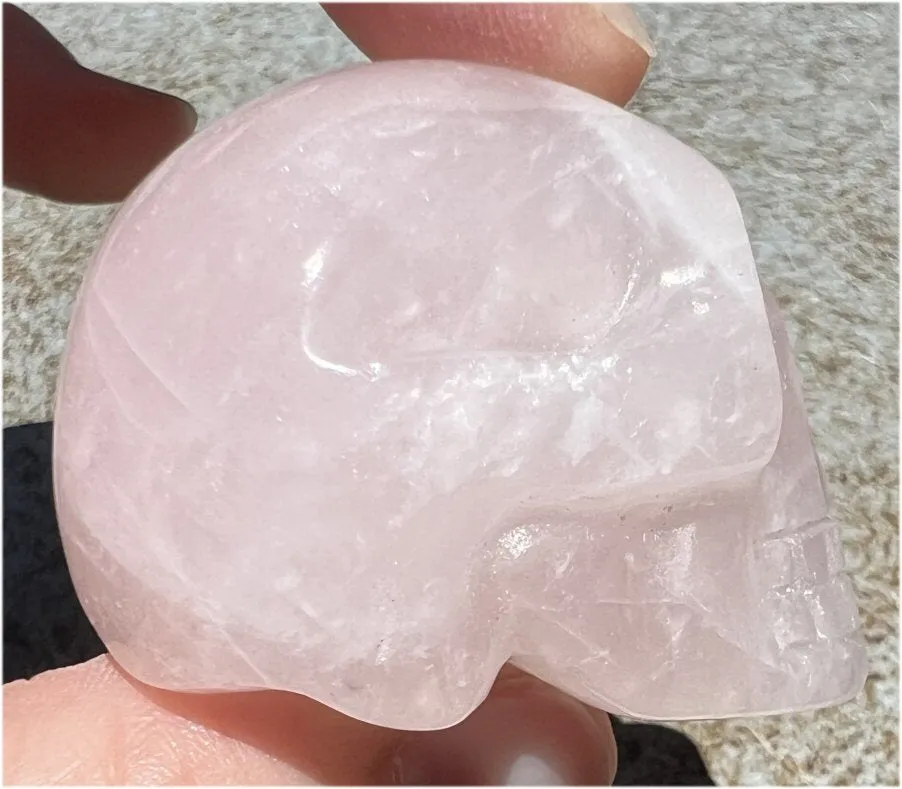 ROSE QUARTZ Crystal Skull with Gemmy Areas - Heart Chakra, Forgiveness