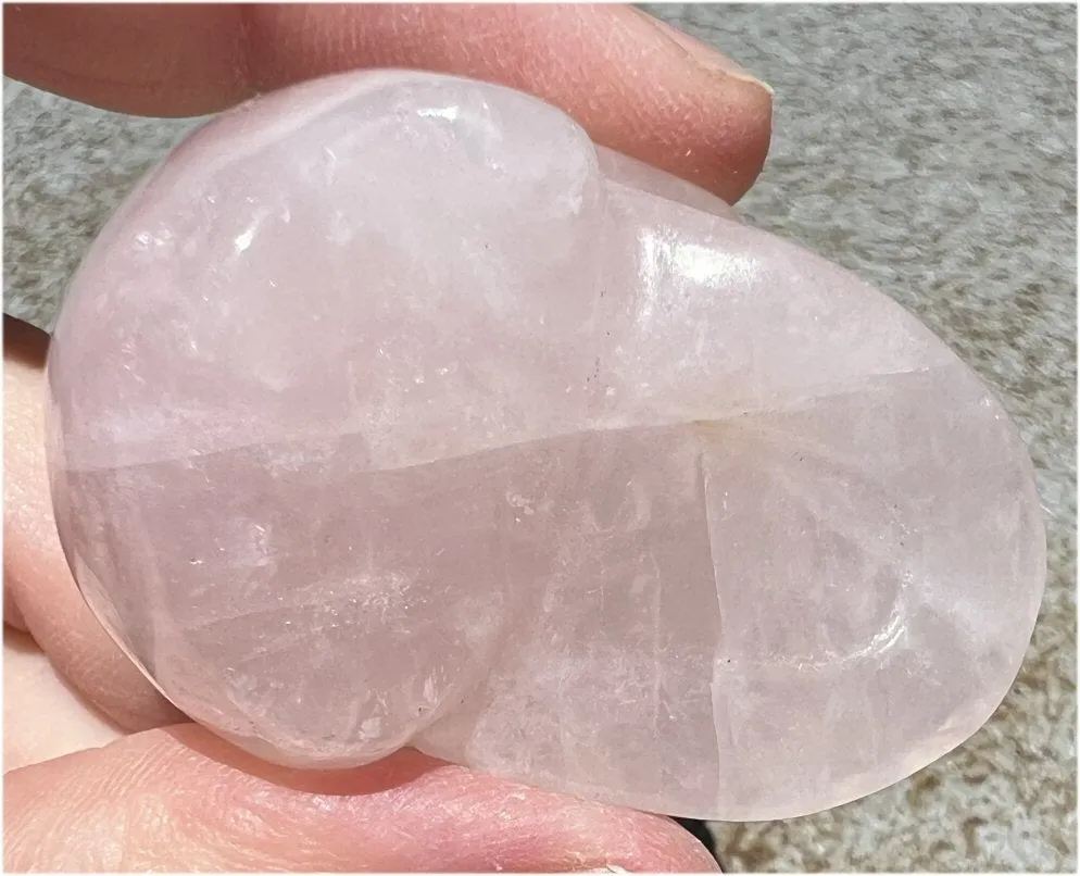 ROSE QUARTZ Crystal Skull with Gemmy Areas - Heart Chakra, Forgiveness