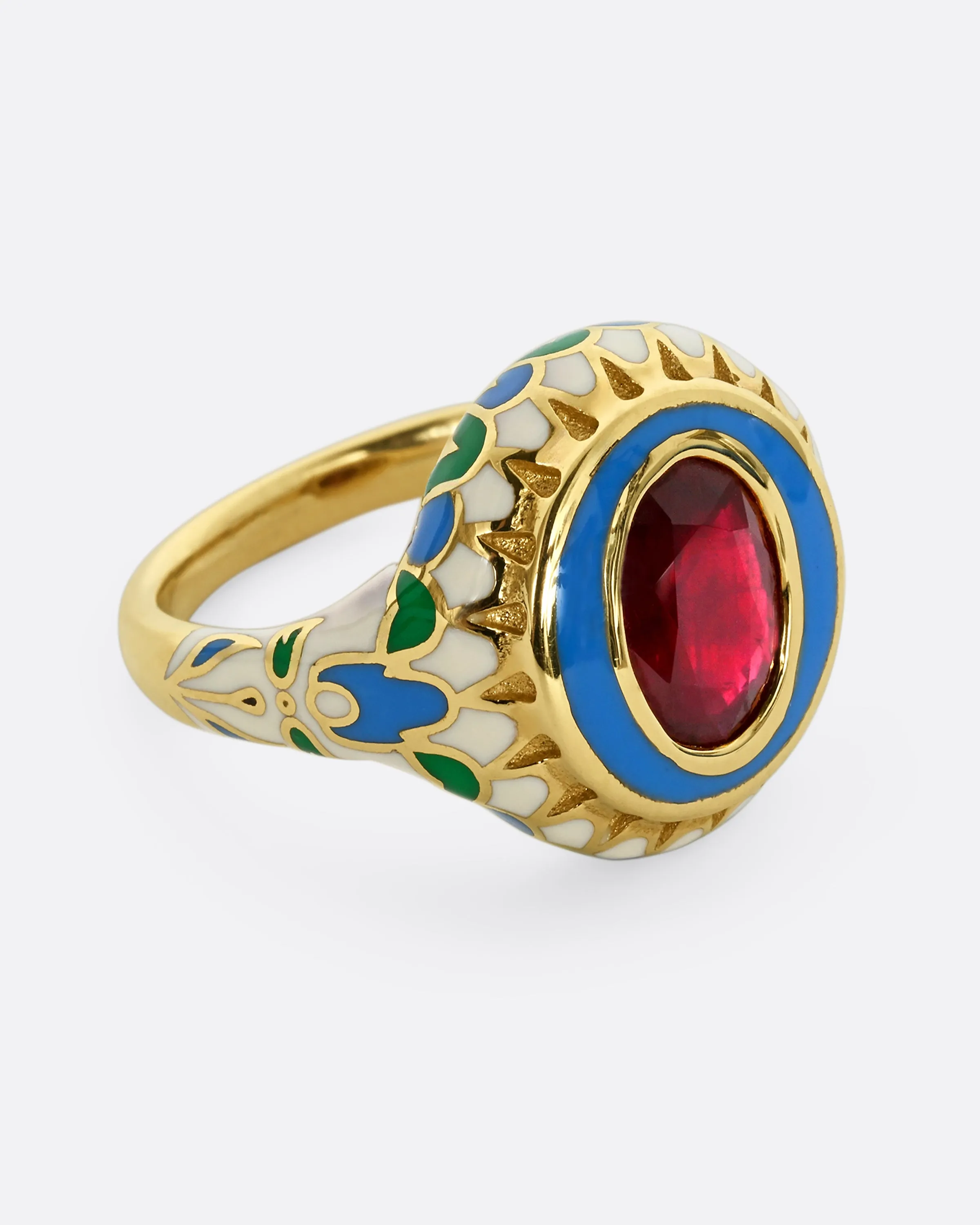 Ruby and Enamel Ulla Ring
