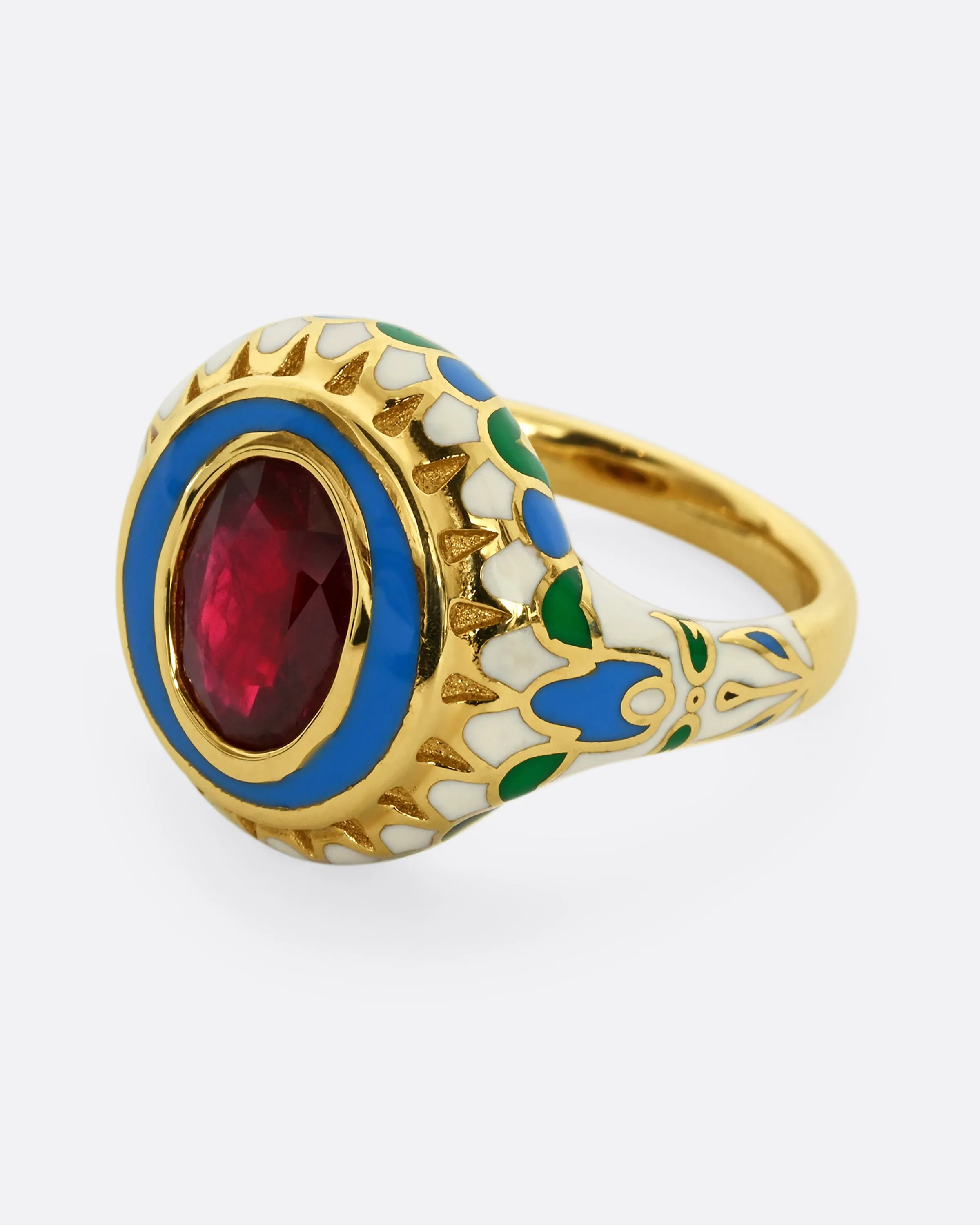 Ruby and Enamel Ulla Ring