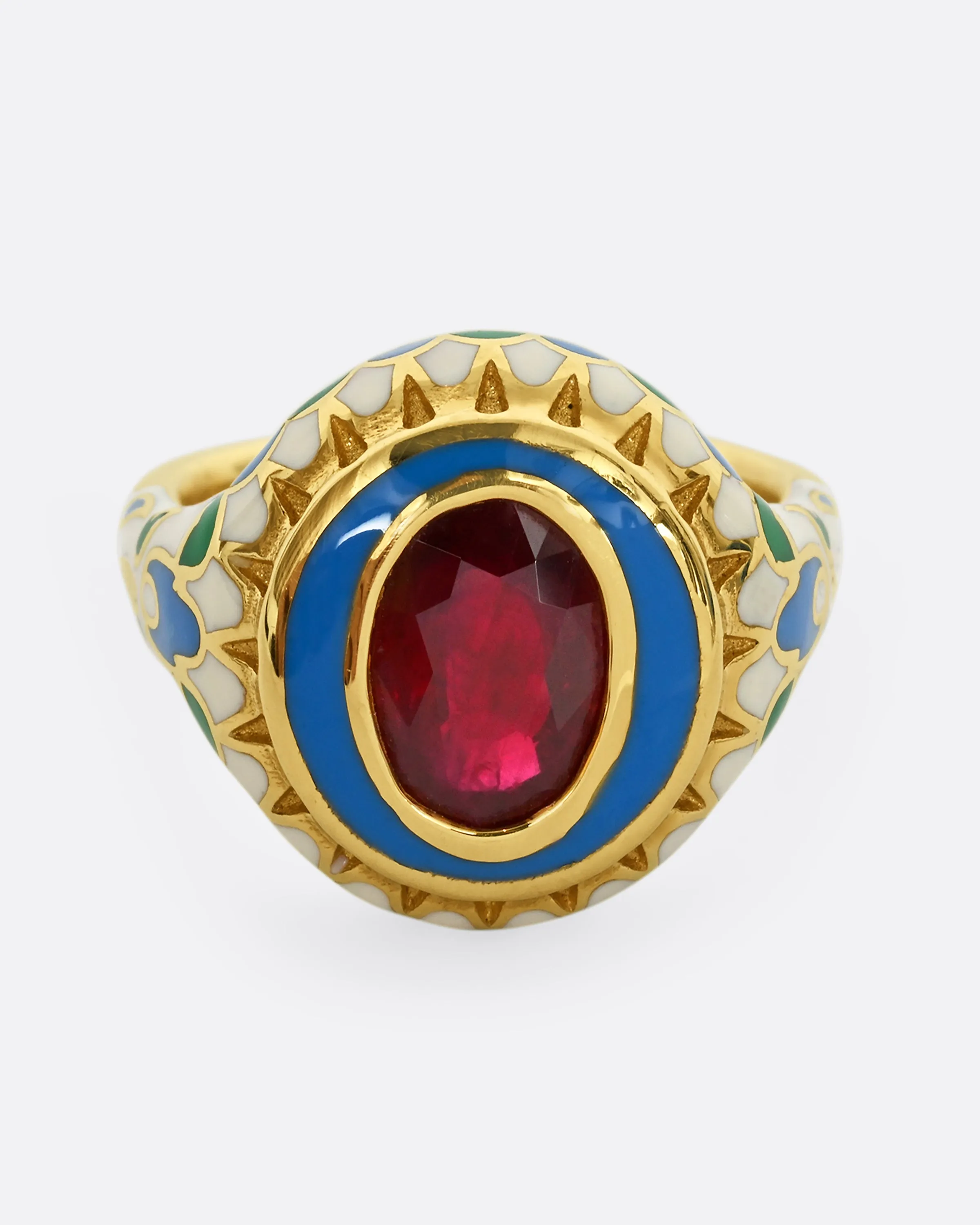 Ruby and Enamel Ulla Ring