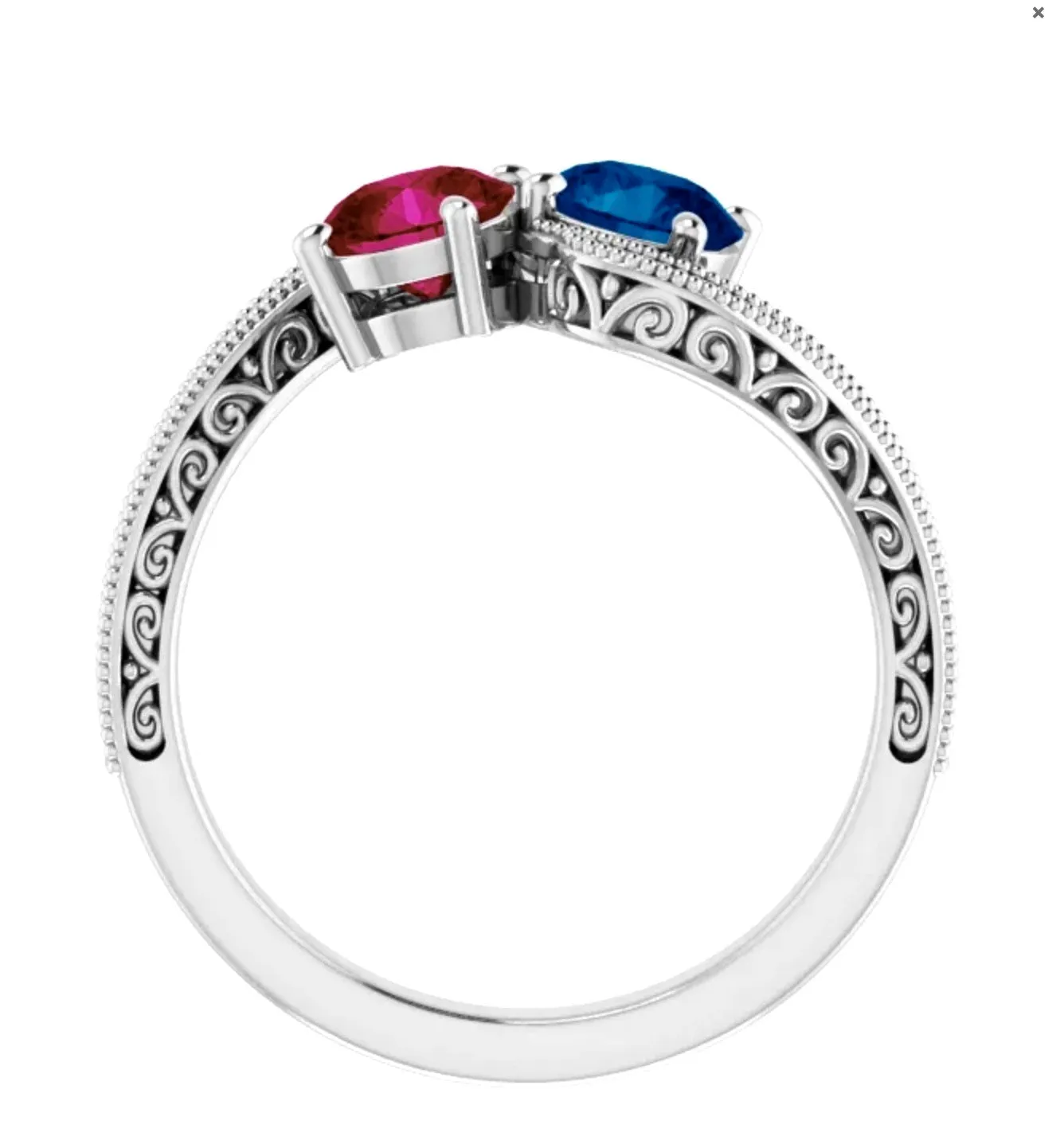 Ruby and Sapphire Bypass "Toi Et Moi" Ring Engagement