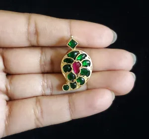 Seeta R Jadau Kundan Simple Pendant Mango-Green