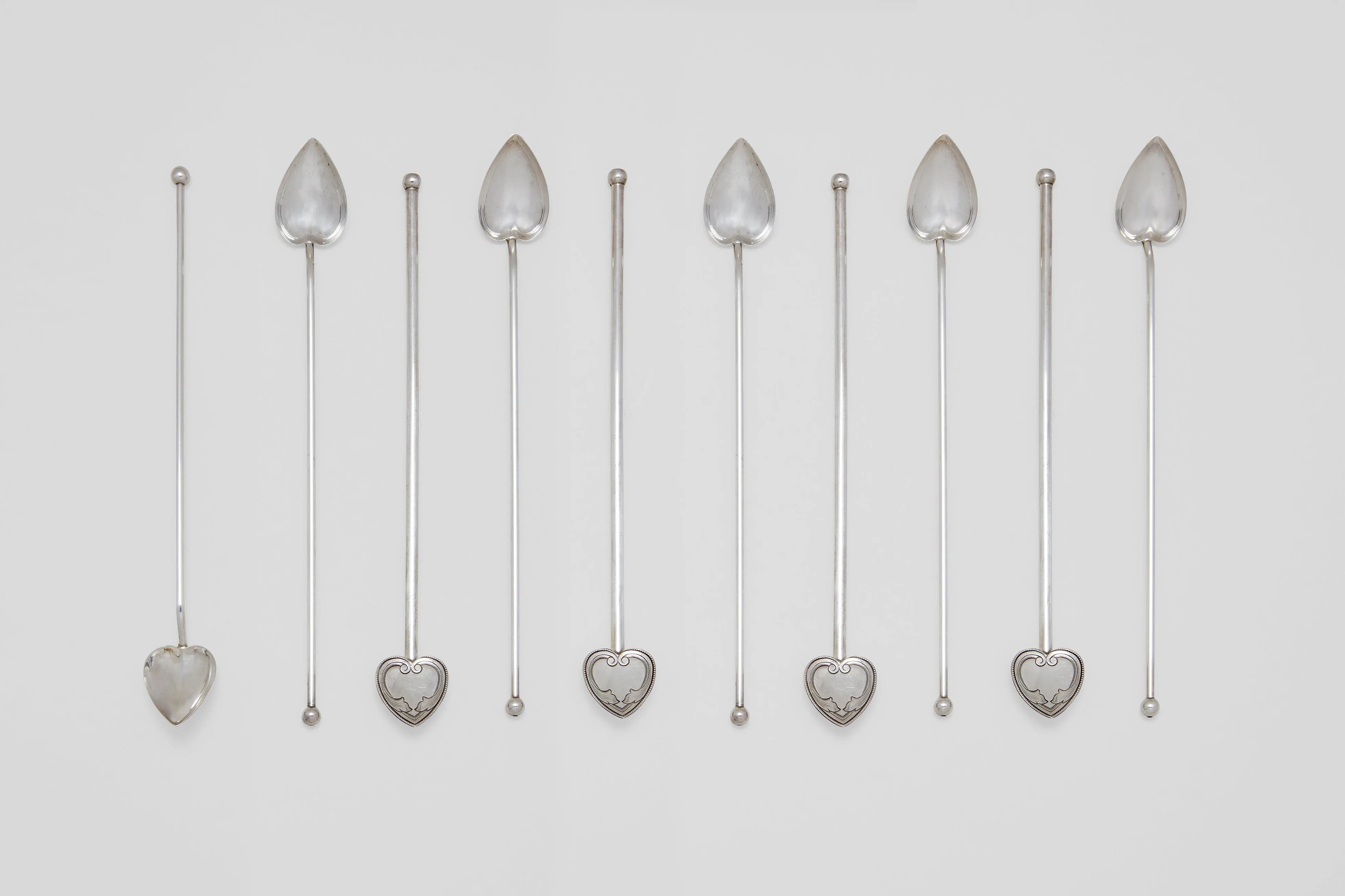 Set of Silver Cocktail Spoons & Straws