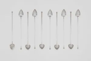 Set of Silver Cocktail Spoons & Straws