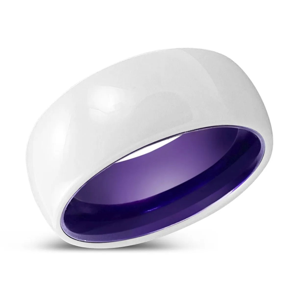 SHIMMER | Purple Ring, White Ceramic Ring, Domed
