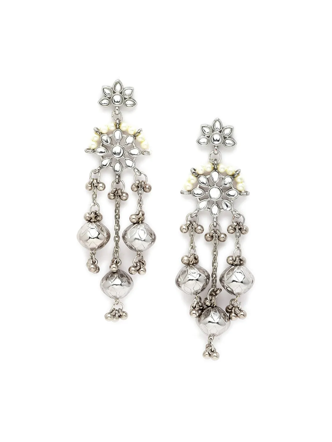 Silver-Plated Oxidised Kundan Studded Choker Jewellery Set