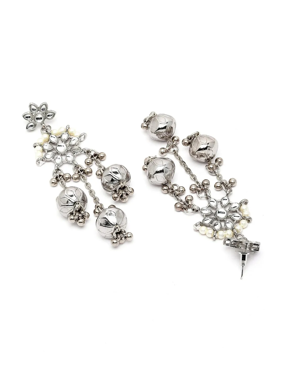 Silver-Plated Oxidised Kundan Studded Choker Jewellery Set
