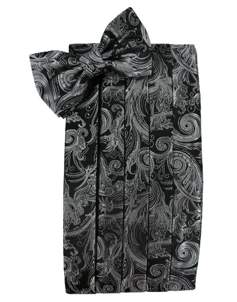 Silver Tapestry Silk Cummerbund & Bow Tie Set