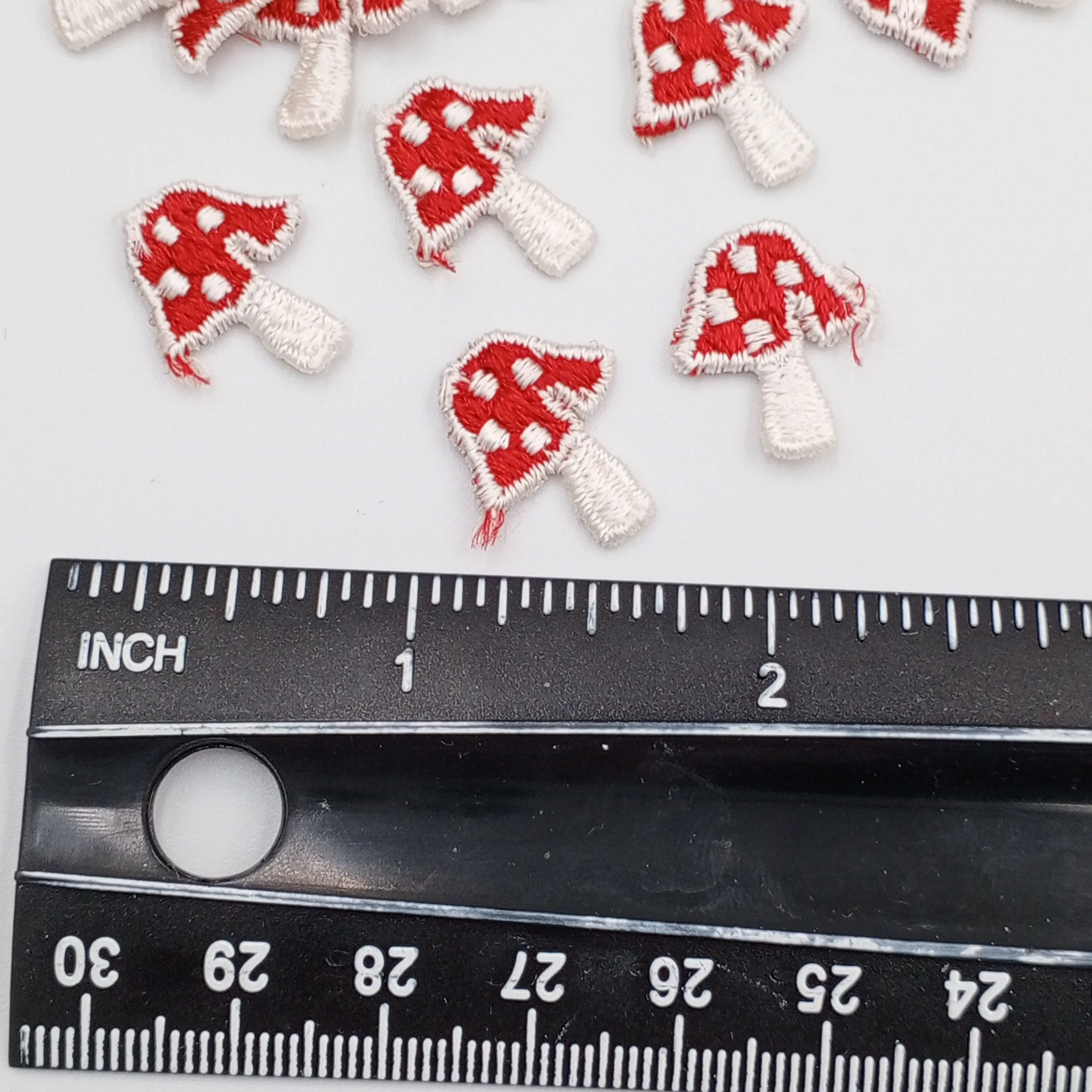 Small VINTAGE Little Mushrooms appliques sewing cute tiny red mushroom Patches #364