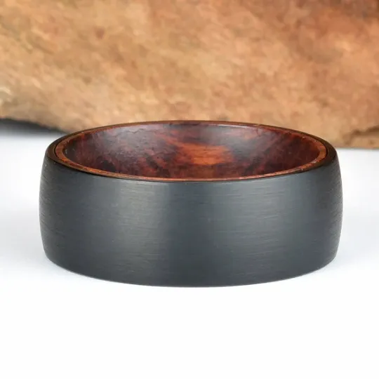 Snake Wood Tungsten Men's Wedding Band 8MM
