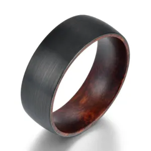 Snake Wood Tungsten Men's Wedding Band 8MM