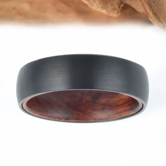 Snake Wood Tungsten Men's Wedding Band 8MM