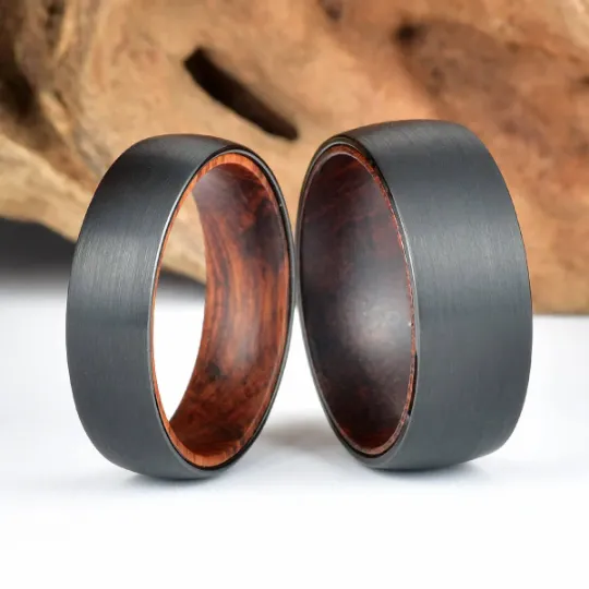 Snake Wood Tungsten Men's Wedding Band 8MM