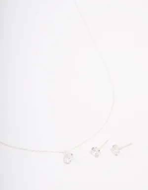 Sterling Silver Cubic Zirconia Solitaire Jewellery Set