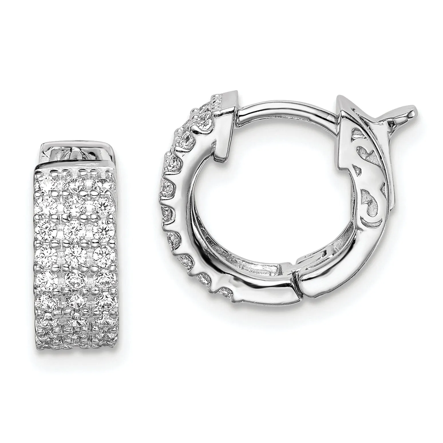 Sterling Silver CZ Small Hoop Earrings