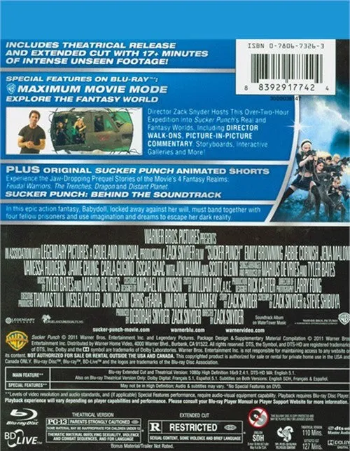 Sucker Punch: Extended Cut Blu-ray   DVD (2-Disc) (Free Shipping)