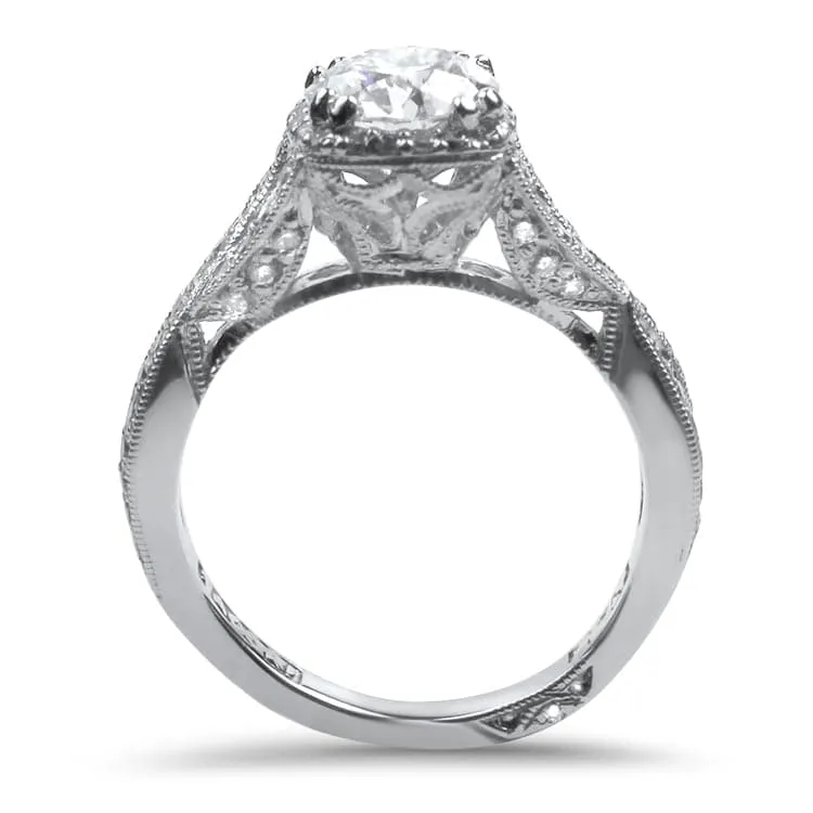 Tacori Estate Platinum Dantela .93ct Ideal Cut Diamond Engagement Ring