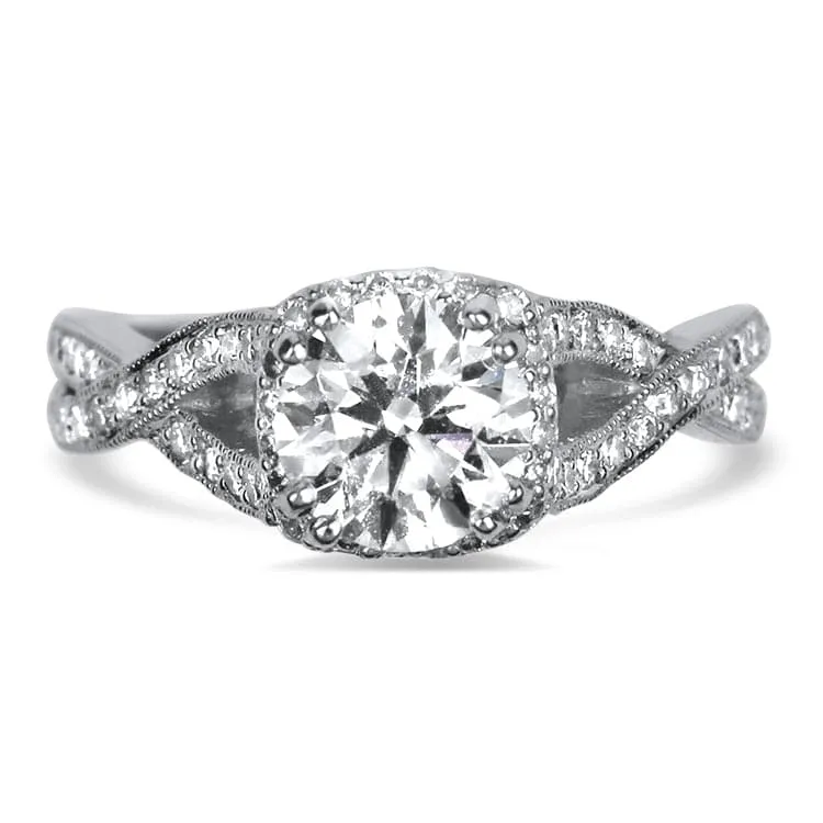 Tacori Estate Platinum Dantela .93ct Ideal Cut Diamond Engagement Ring