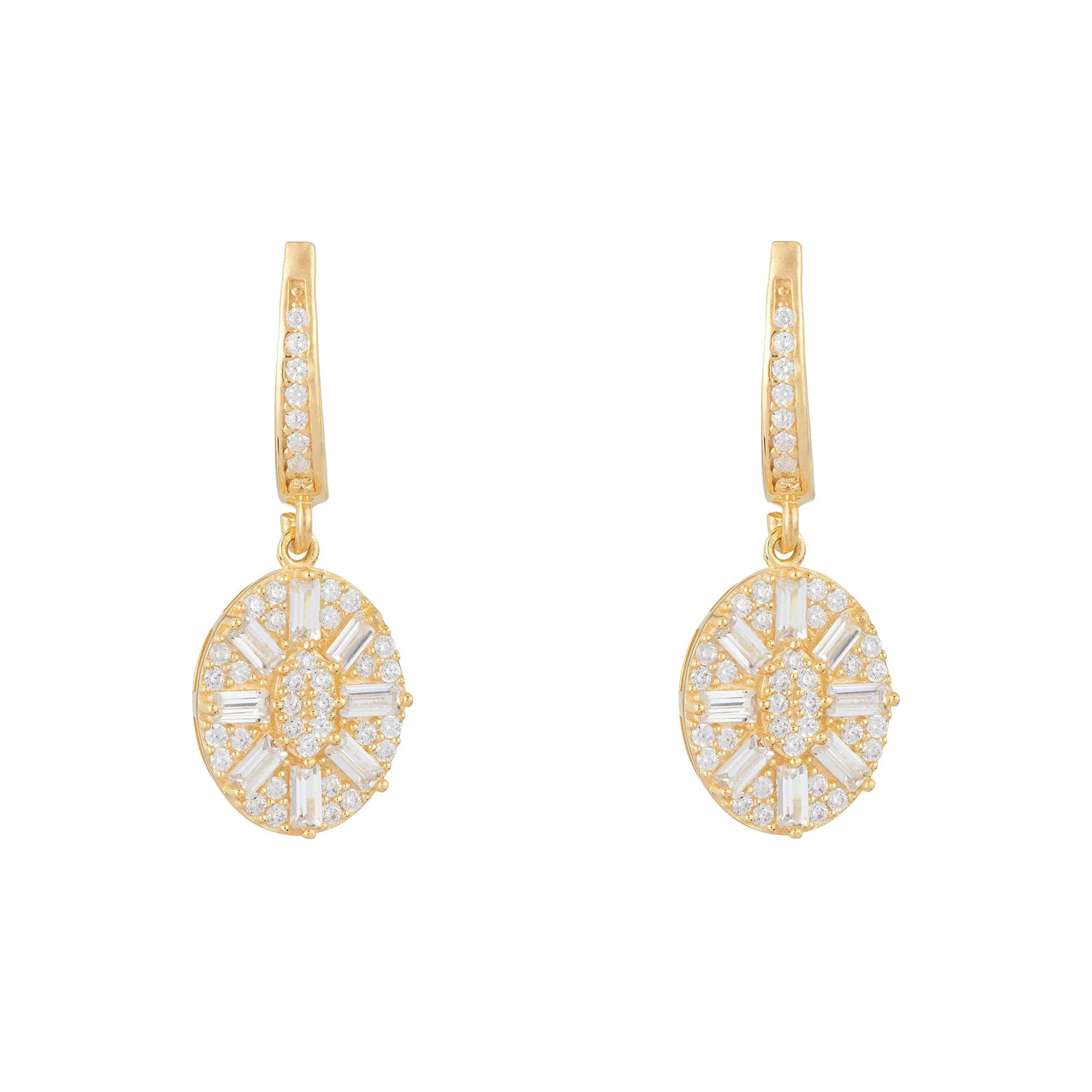 Uptown Oval Drop Earrings: Gold