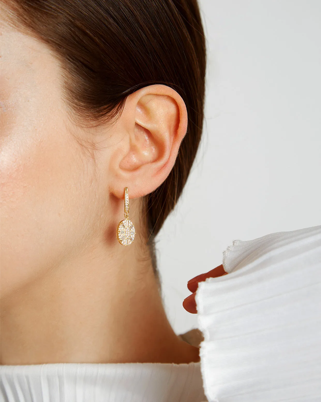 Uptown Oval Drop Earrings: Gold