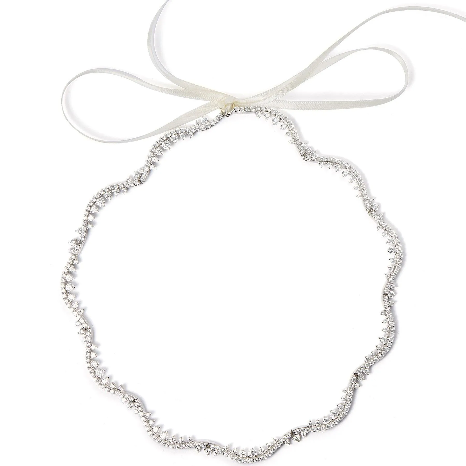Wedding Bowknot Lace Silver Ribbon Tie Choker
