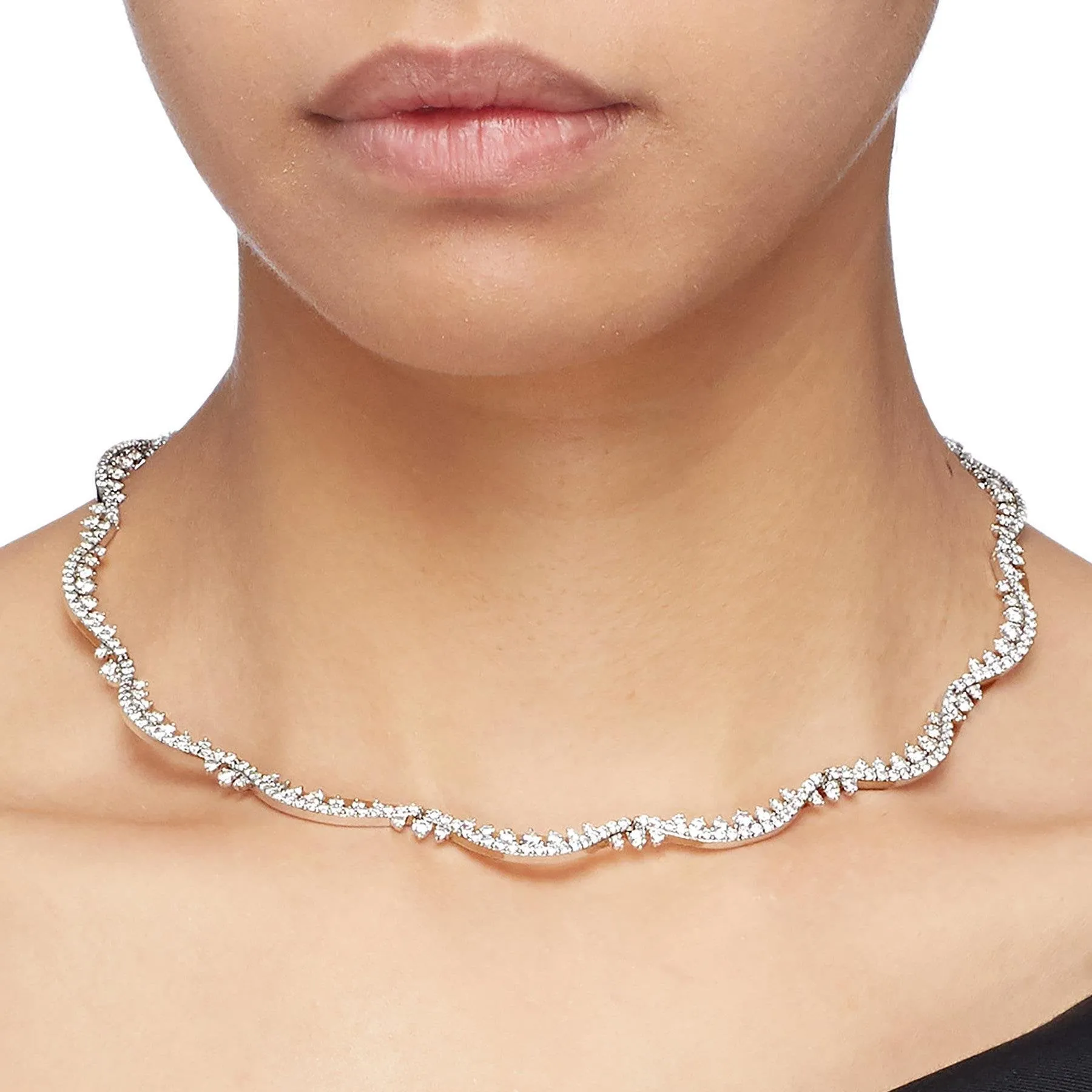 Wedding Bowknot Lace Silver Ribbon Tie Choker