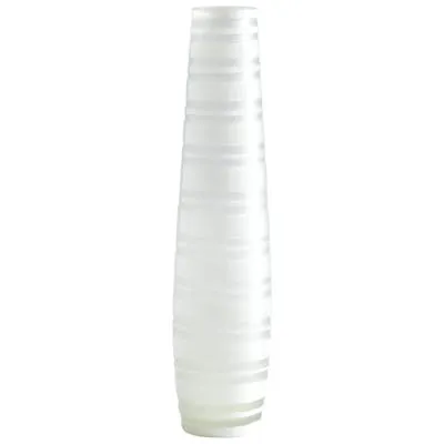 White Matte Stripe Vase - Large
