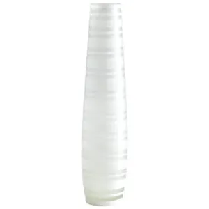 White Matte Stripe Vase - Large