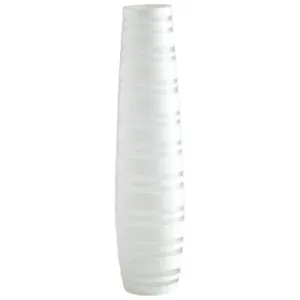 White Matte Stripe Vase - Medium