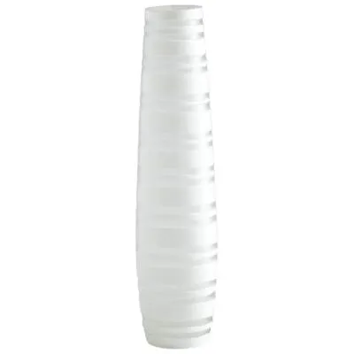 White Matte Stripe Vase - Medium