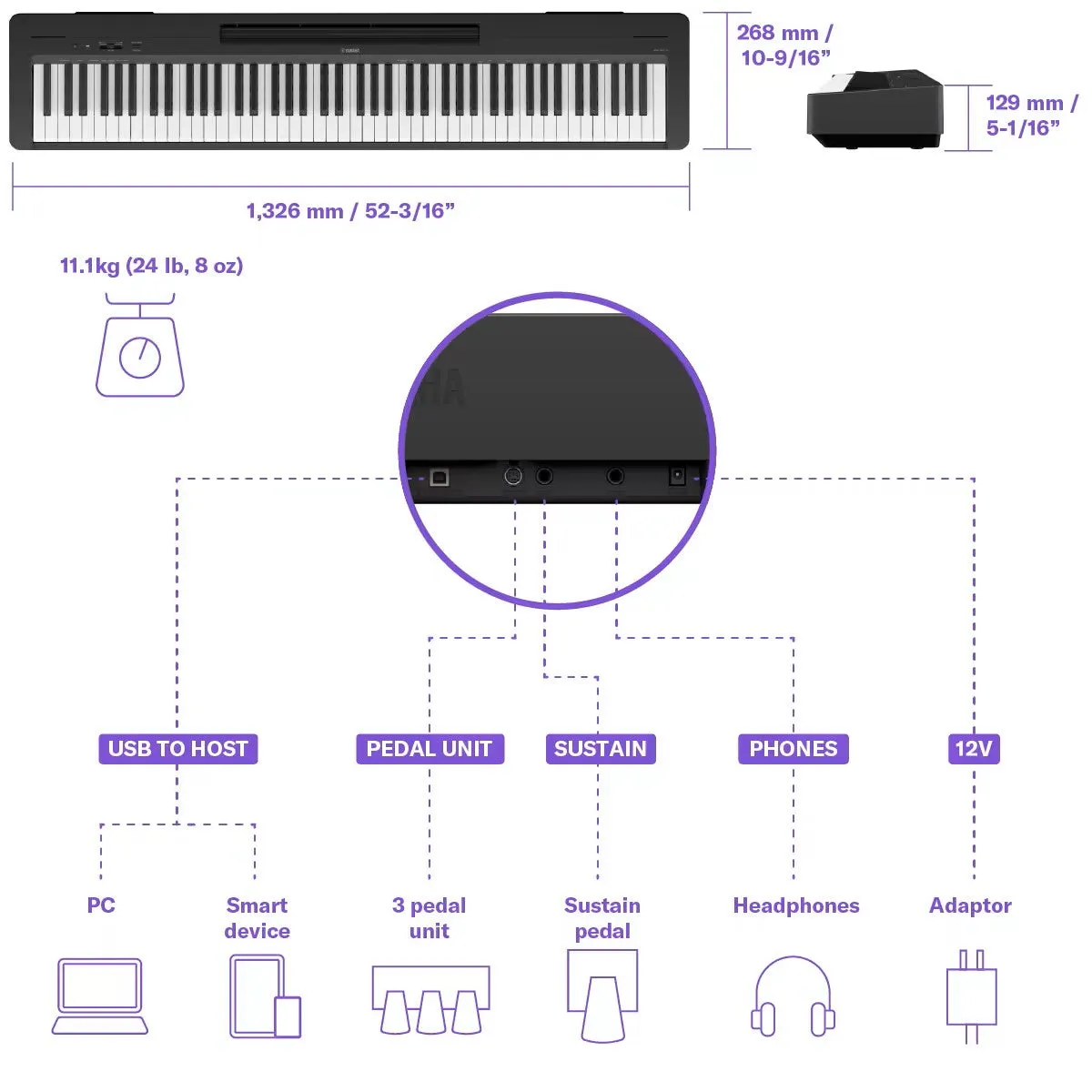 Yamaha P-145B  P145  Portable Piano - 88 Key